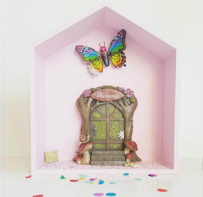 Kmart shadow box hack - transformed into a fairy door!