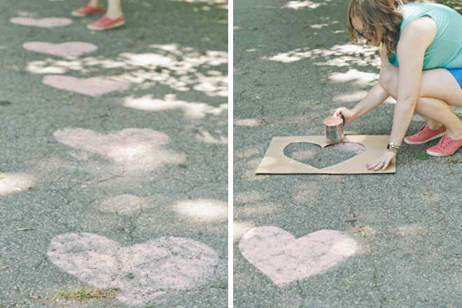 DIY love heart chalk templates