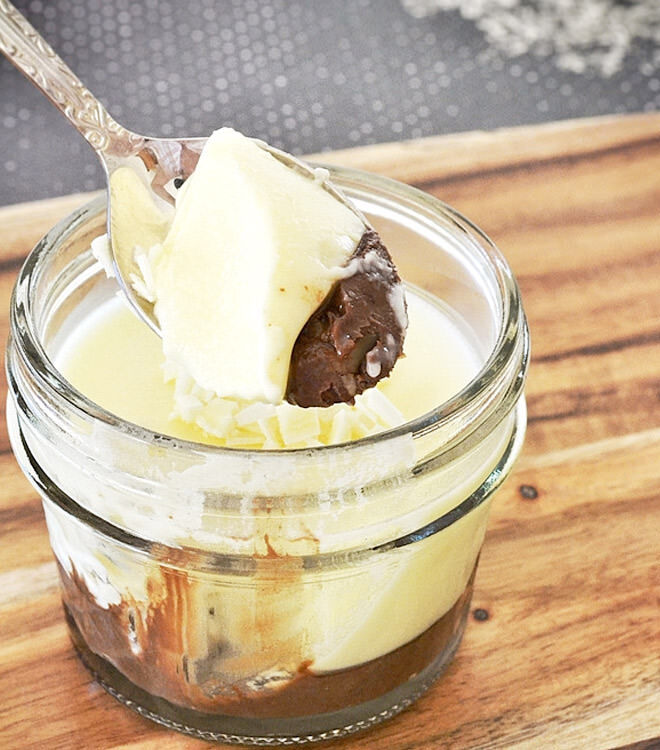 Nutella and white chocolate panna cotta