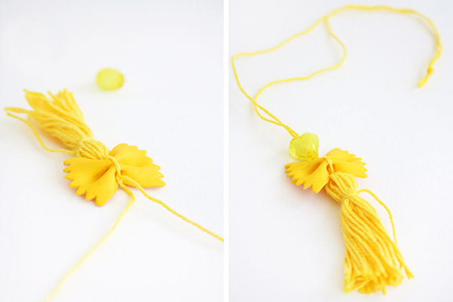 Yellow pasta pendants