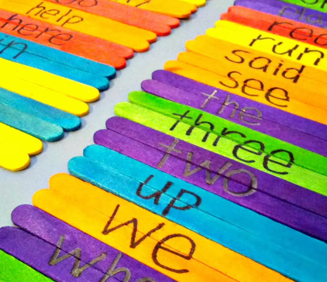 Paddle Pop game for learning sight words