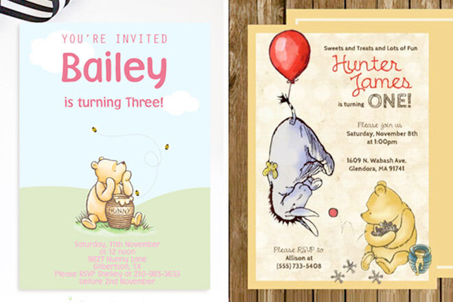 Winnie the Pooh Birthday Invitations