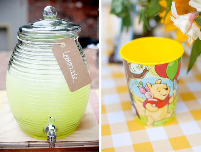 Winnie the Pooh party drinks - lemonade 