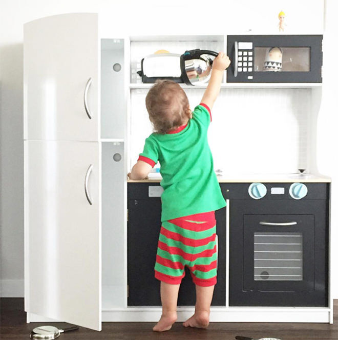 Monochrome fun - the best hacks of the Kmart Kids Kitchen.