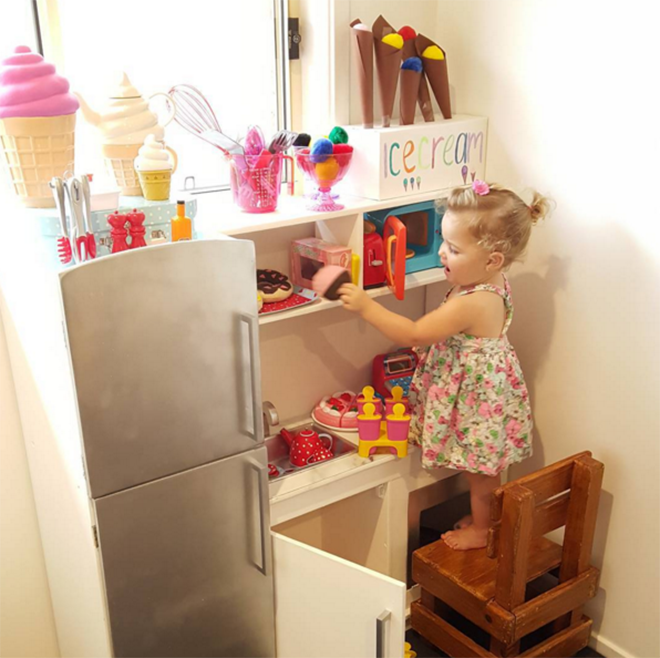 Kmart Kitchen Hack for Kids - Little Lifelong Learners  Diy play kitchen,  Ikea play kitchen, Kids play kitchen