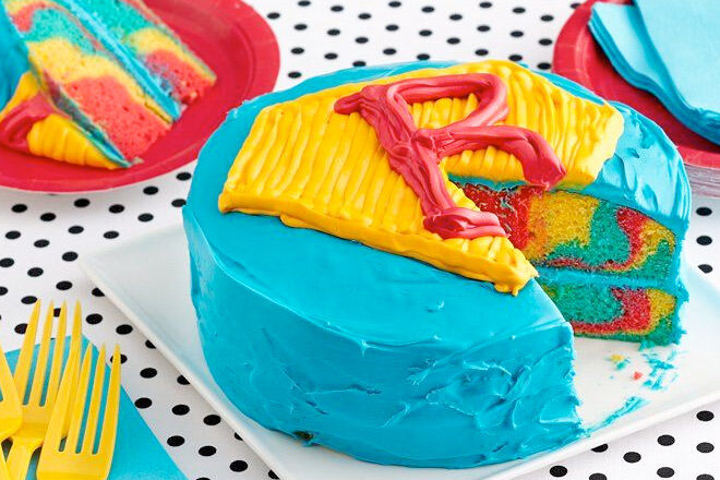 Easy no-layer superhero cake