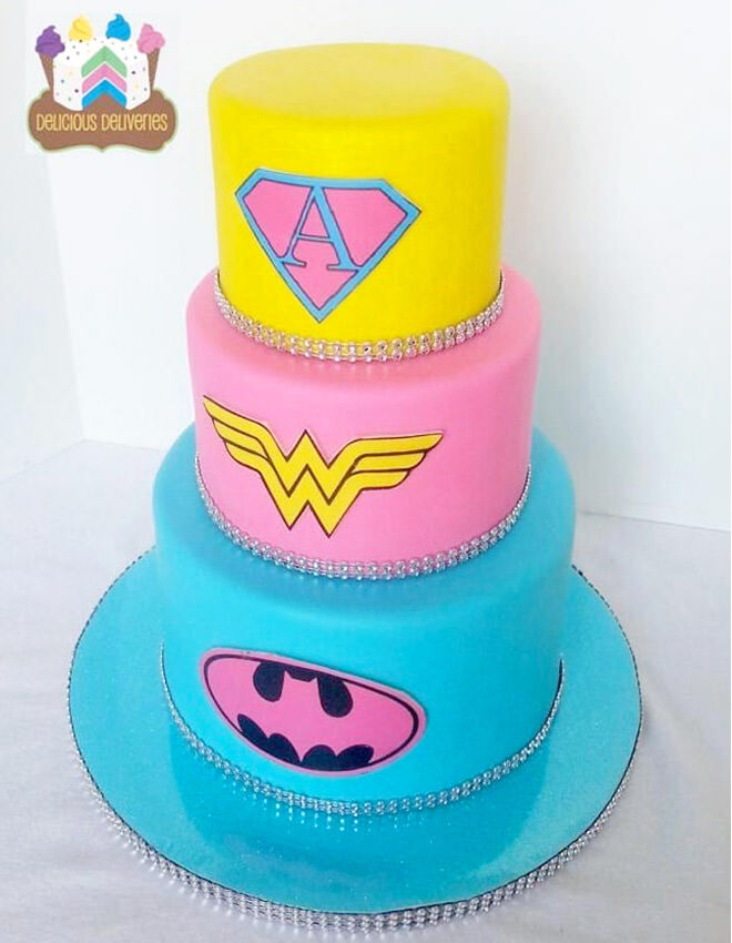 Girls superhero birthday cake
