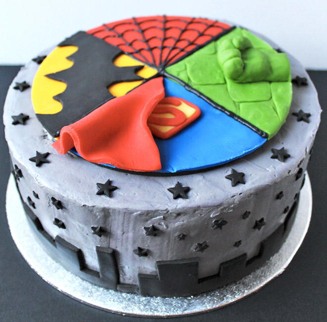 Four corners superhero cake
