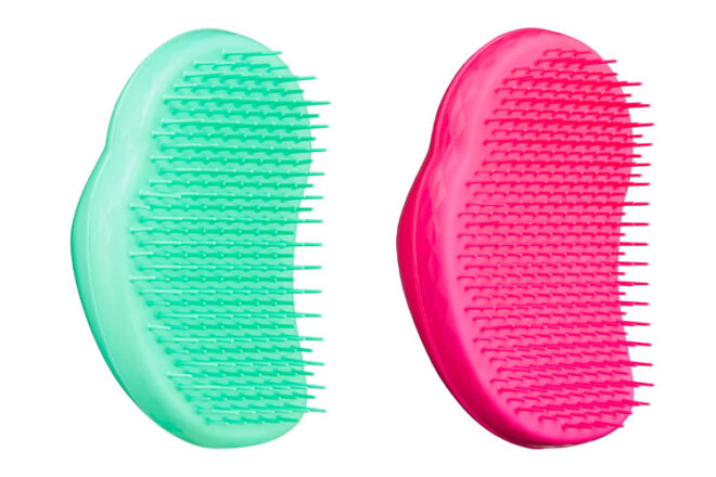 Tangle Teezer Mini Detangling Hairbrush in green and pink
