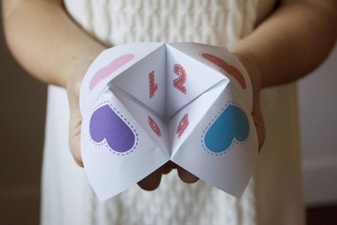 Kids valentine activity fortune teller printable