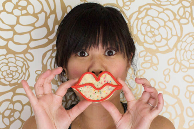 Kids valentine activity sugar biscuit lips