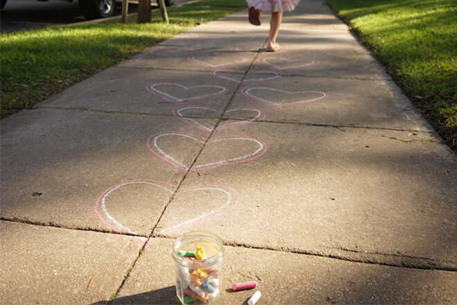 Kids valentine activity heart hopscotch