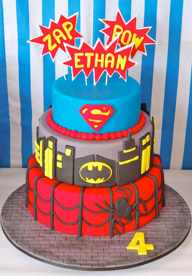 Superhero slogan cake