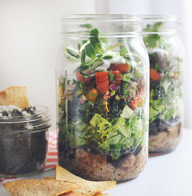 Lunch in a Jar. Take a healthy burrito to work with this superfood Burrito in a jar.