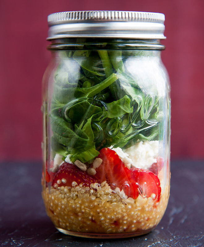 Lunch in a Jar. Easy salads you can prepare in advance for a healthy work lunch.