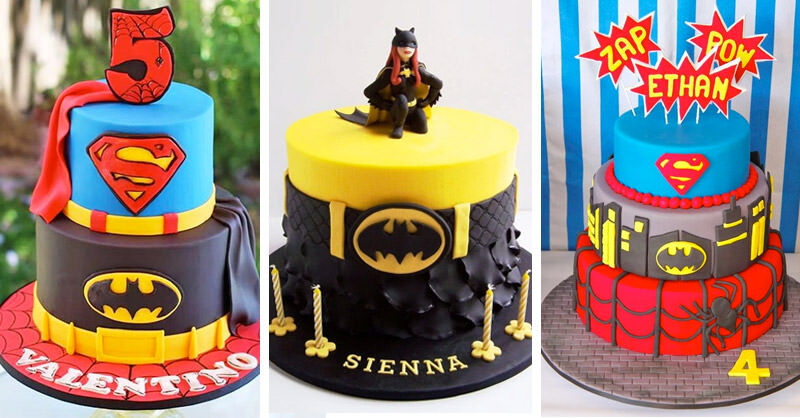 Easy super hero birthday cake with printable cake toppers - Merriment Design