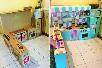 The cardboard kitchen built with love and imagination