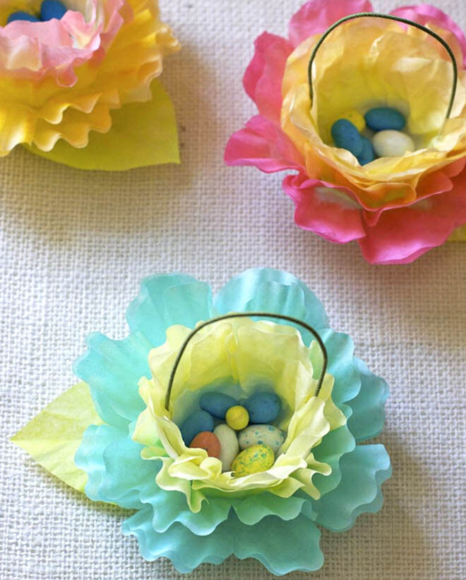 Coffee filter flower Easter baskets