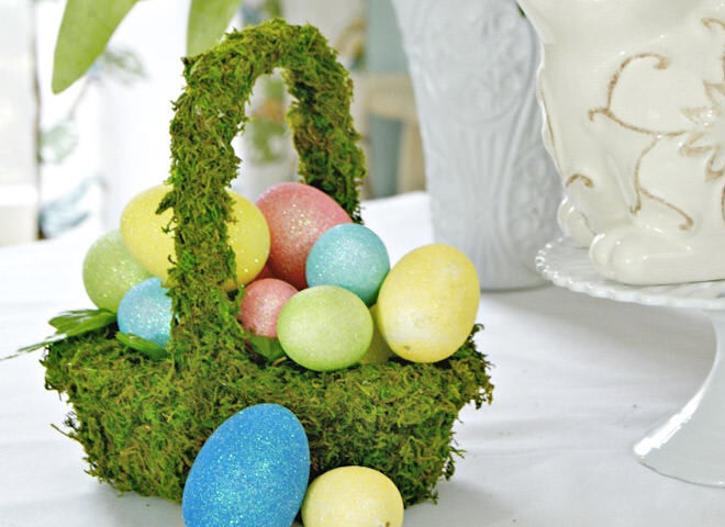 DIY moss Easter basket