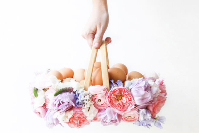 Fresh flower Easter basket