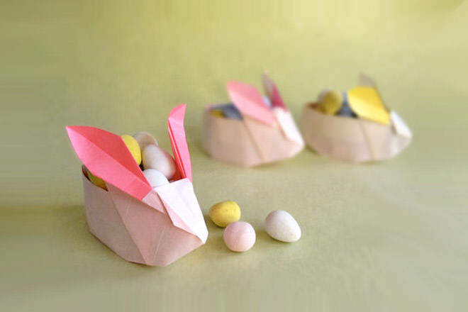 Origami Easter Bunny basket