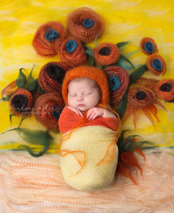 Lindsay Walden newborn photography sunflowers