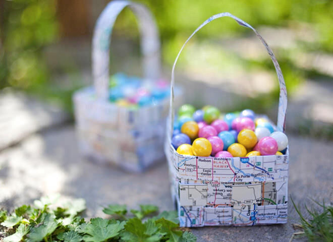 Woven map Easter basket