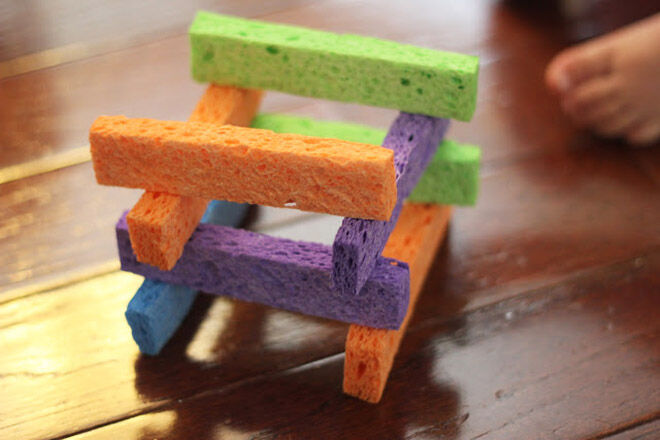 Sponge bricks. Busy bags for busy toddlers.