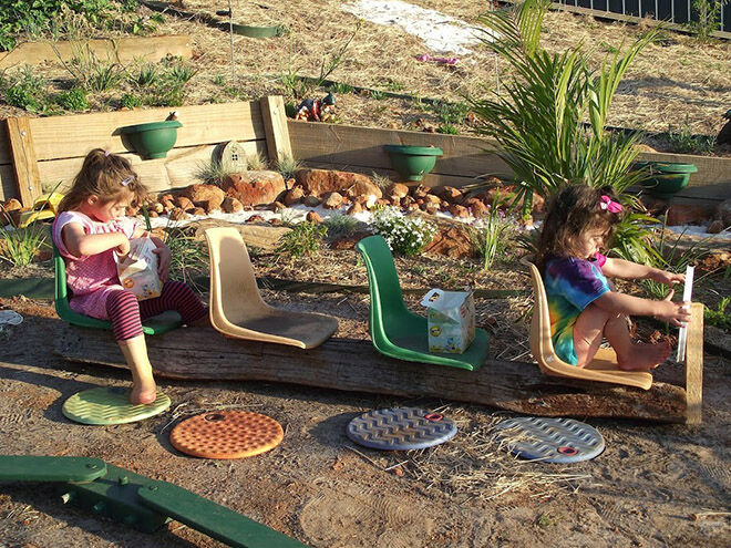 Upcycled Play bus. Outdoor play ideas.