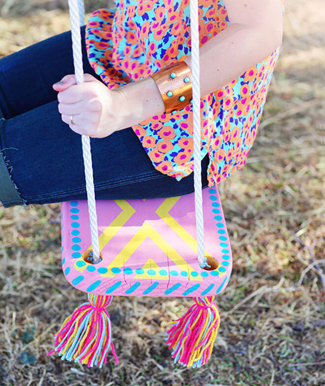 Homemade swing. Outdoor play areas