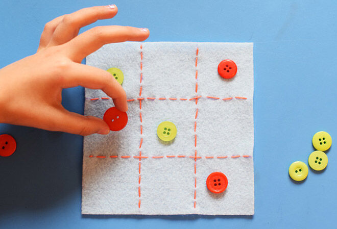 Make a DIY Tic Tac Toe with buttons.