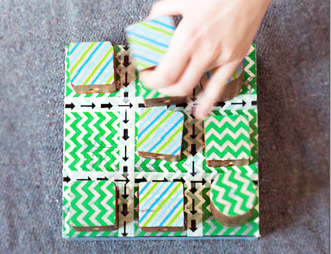 Wooden washi tape DIY tic tac toe.