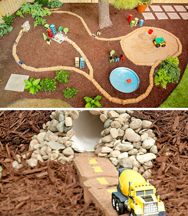Lowes. How to build a backyard racing track with a tunnel!