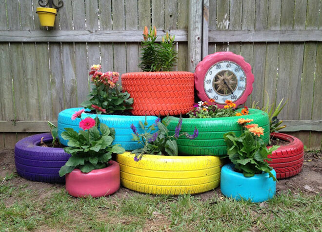 Tyre Garden. Ways to recycle old tyres