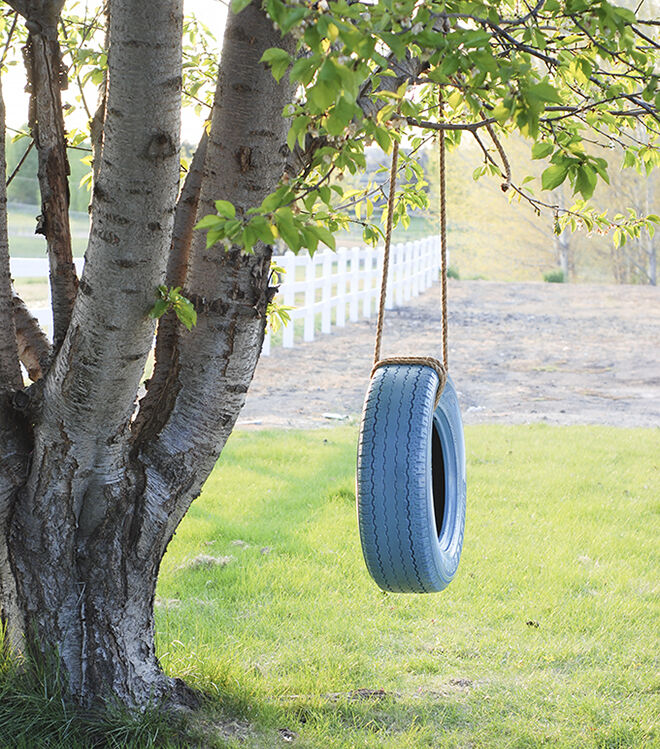 Tyre swing. How to turn tyres into fun.