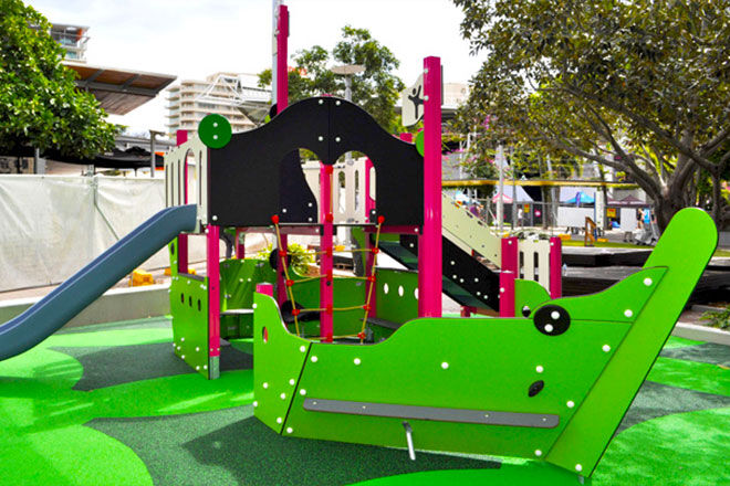 Boat in Riverside Green Playground South Bank Brisbane is fun for everyone