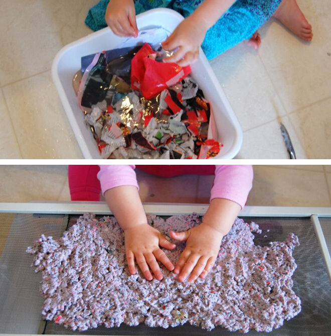 Making recycled paper. Earth Day Activities for Kids.