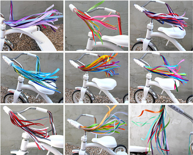 Retro bike ribbons for kids bike handles