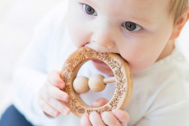 wooden teething ring by Finch and Folk