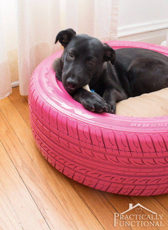 Re-use-tyre-dog-bed