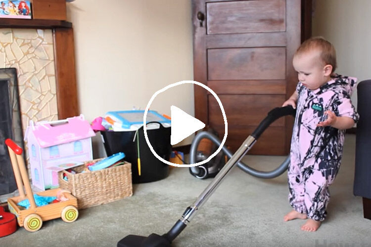 dad cleaning housework youtube video baby