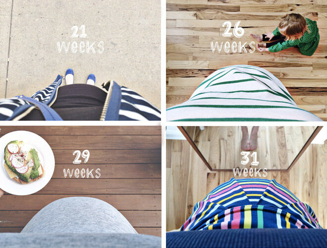 Pregnancy week by week photo record bump