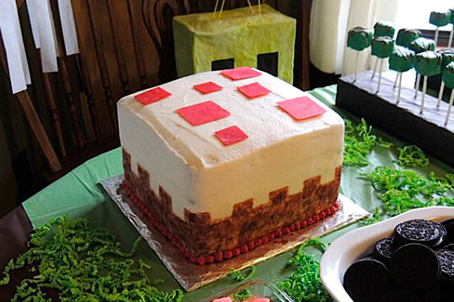 minecraft cake birthday kid party