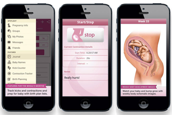 app mobile birth labour contraction