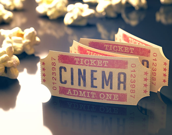 movie cinema tickets and popcorn