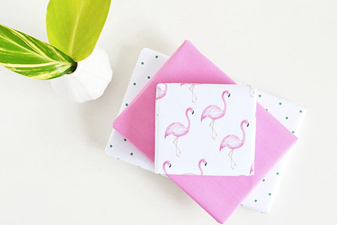 Printable gift wrap wrapping paper flamingoes