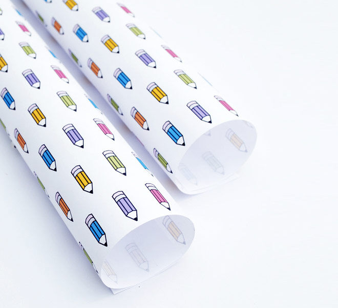 Printable gift wrap wrapping paper pencils