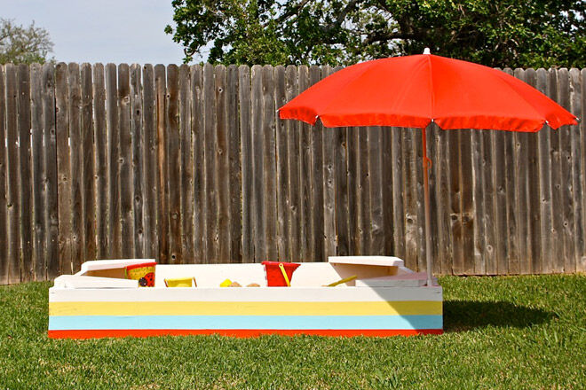 how to make a sand pit and shade cover