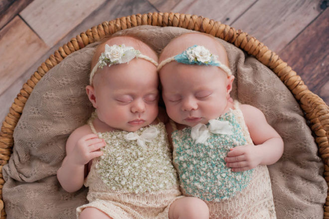Two twin babies