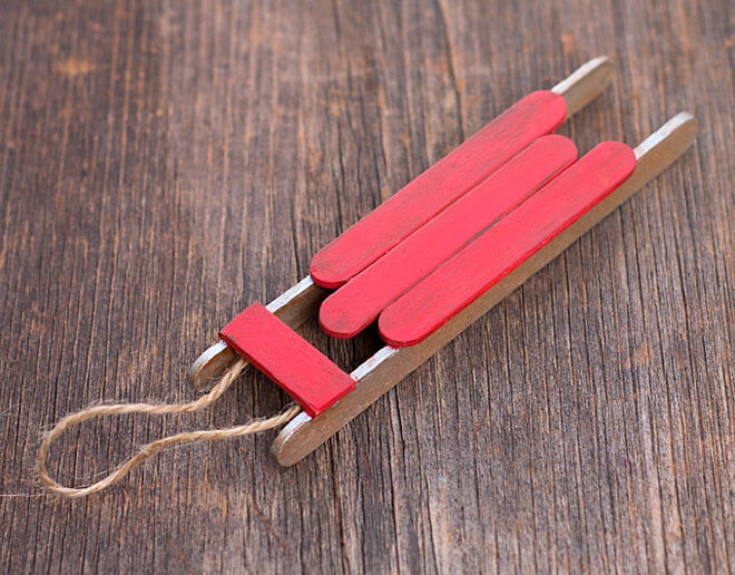 red icepole stick sled Christmas decoration